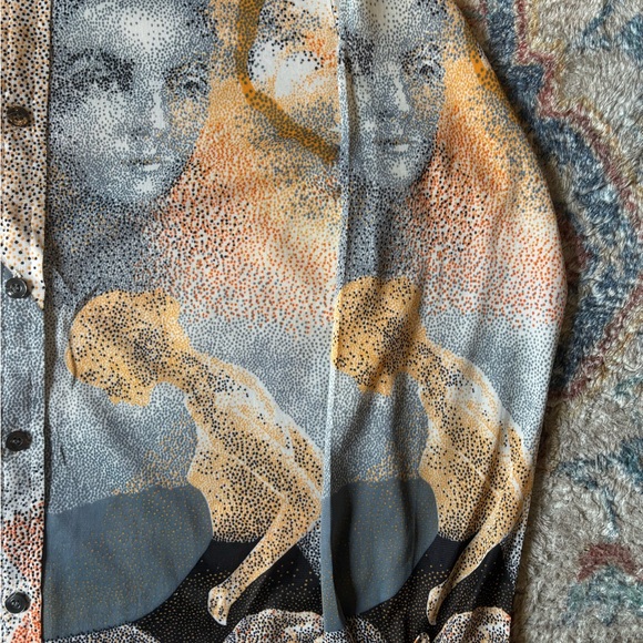 Vintage 70s Dare To Wear Abstract Art All Over Print Button-up Shirt Medium - Picture 4 of 5